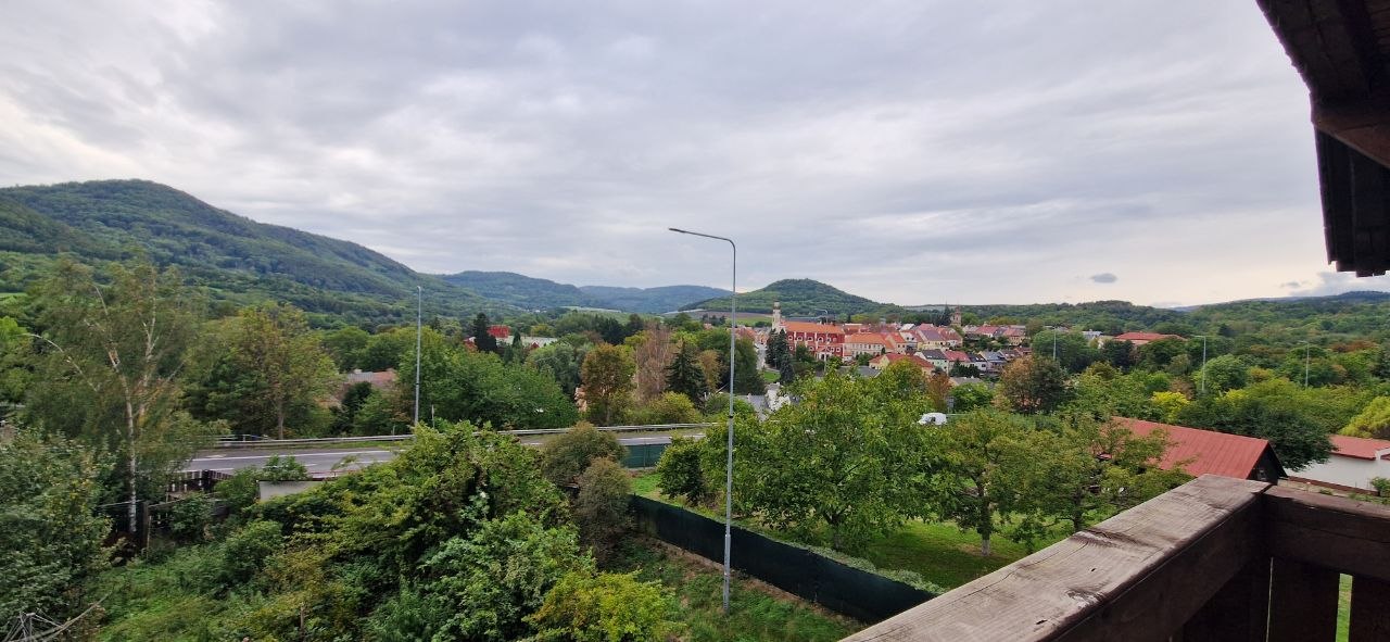 View of the surrounding town and hills from the balcony